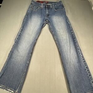Vintage Plugg Men's Jeans 32x32 Bootcut Embroidered Pockets Medium Wash Blue Y2K
